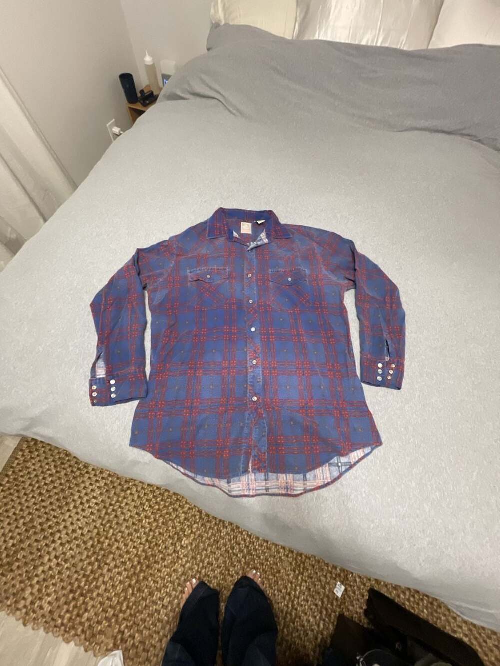 Outdoor Exchange Plaid Western Shirt Size L Blue Red Pearl Snap
Grandpacore